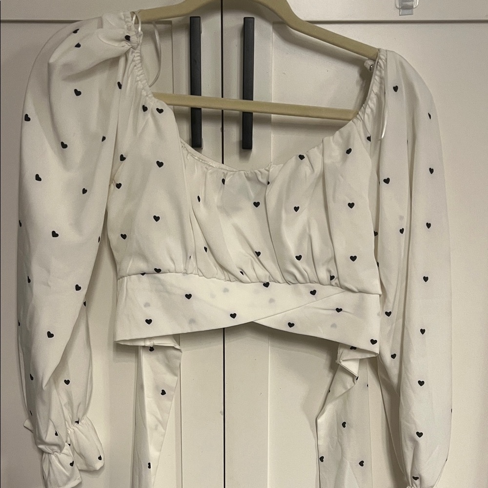 White Heart Print Women's Top Valentine’s Day 💕